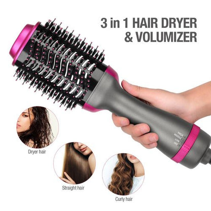 One Step Hot Air Brush | 3-in-1 | Dryer, Straightener & Volumizer for Effortless Styling.